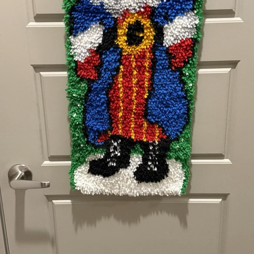 Vintage Christmas Latch Hook Wall Hanging Santa NOEL Banner Yarn Decor 30